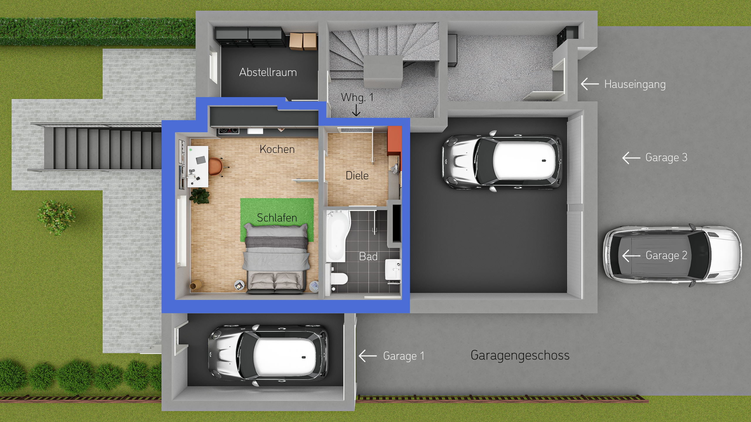 Garagengeschoss - Wohnen & Vermieten in Uni-Lage – Mehrfamilienhaus mit doppeltem Vorteil